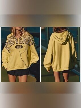 NWT Free People FP Movement Best Of Logo Hoodie - sour citrus combo - Large